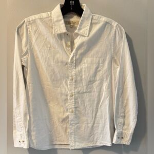 Massimo Dutti Boys White Long-Sleeve Button Shirt